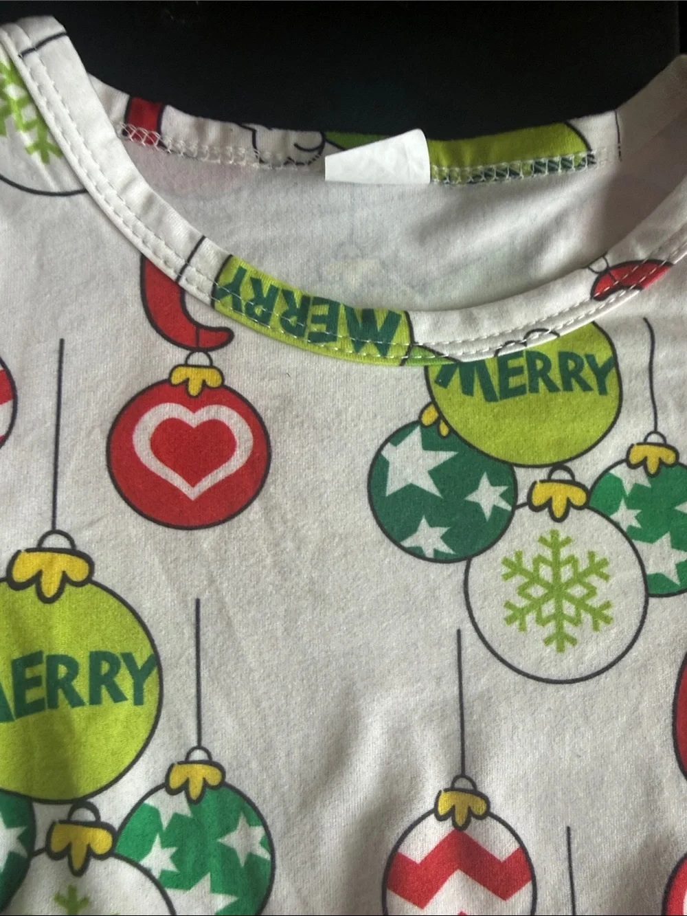 Girls' Merry Ornament Holiday Dress - White with Red & Green